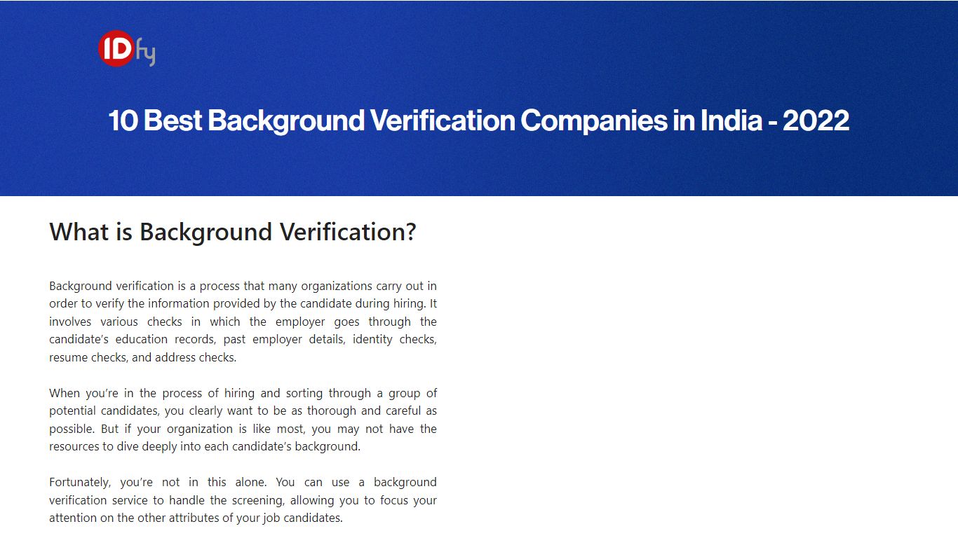 Background verification companies - IDfy